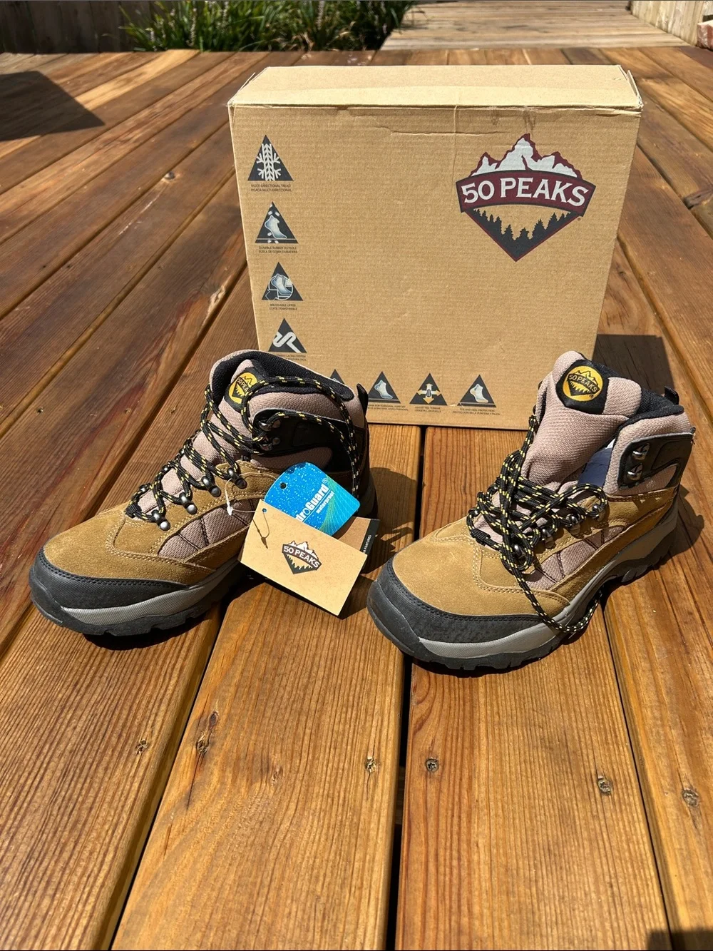 50 Peaks Men’s Brown Hiking Boots - Sturdy Outdoor Boots